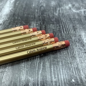 Personalized Pencils | Engraved Pencils | Back to School | 12 Pack Pencils | Gold Pencils | Student Gift