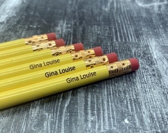 Personalized Pencils | Engraved Pencils | Back to School | 12 Pack Pencils | Yellow Pencils | Student Gift