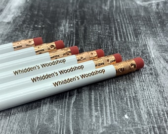 Personalized Pencils | Engraved Pencils | Back to School | 12 Pack Pencils | White Pencils | Student Gift