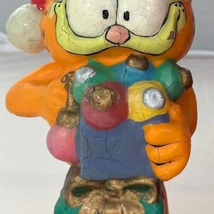Vintage Garfield Christmas Candle Figurine – “Box of Lights” w/ Original Box