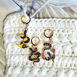 Gold Witchy Snake Stitch Markers Crocheting Knitting