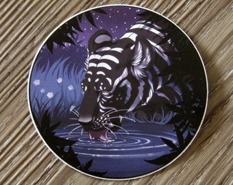 Circular Vinyl Sticker - Black Tiger
