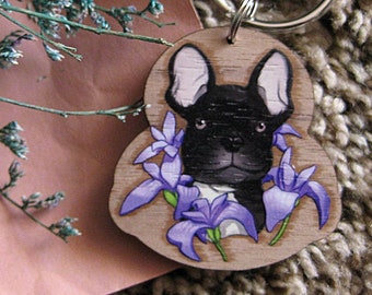 Wooden Dog Keychain - French Bulldog, Frenchie
