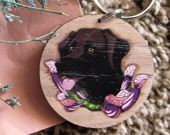 Wooden Dog Keychain - Labrador Retriever, Chocolate Lab
