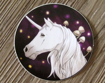 Circular Vinyl Sticker - Unicorn