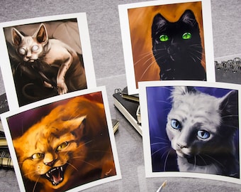 Warriors Cat Portraits pack 2 ~ Jayfeather, Hollyleaf, Lionblaze, Rock painting prints