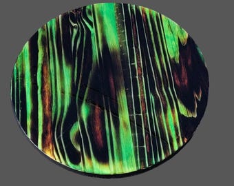 Colgante de pared abstracto colorido, pieza de arte única, firmada por el artista, arte de pared de madera pintado a mano, decoración de pared vibrante bohemia, regalo