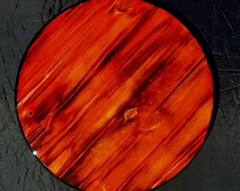 Colgante de pared abstracto colorido, pieza de arte única, firmada por el artista, arte de pared de madera pintado a mano, decoración de pared vibrante bohemia, regalo