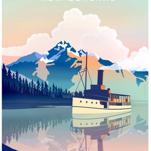 Queenstown Lake Wakatipu Travel Poster