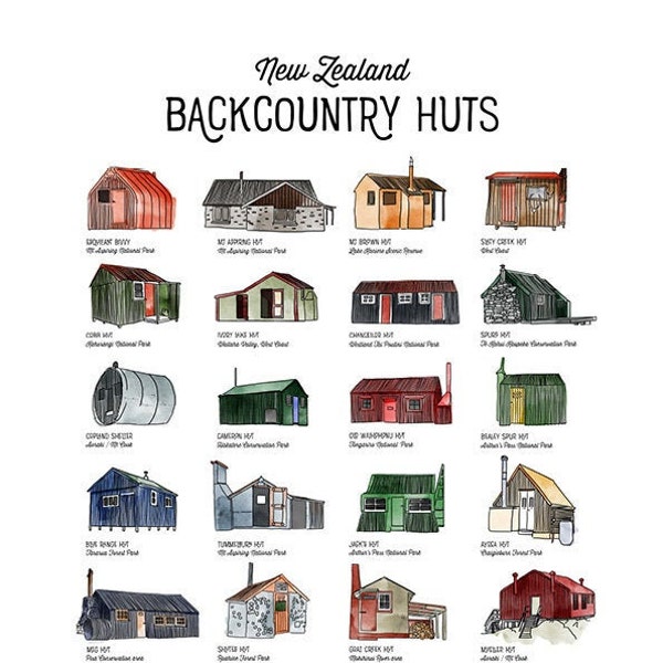 NZ Backcountry huts poster