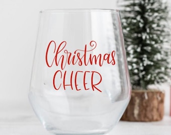 Christmas Wine Glasses / Stemless Christmas Wine Glasses / Christmas Wine Glass Gift / Wine Glass Gift / Christmas Gift / Holiday Gift
