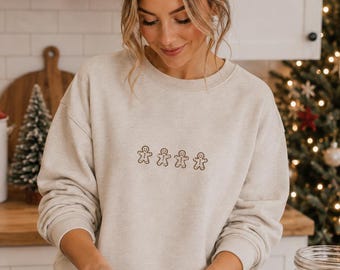 Gingerbread Brown and Tan Christmas Crewneck – Neutral Cozy Holiday Sweatshirt