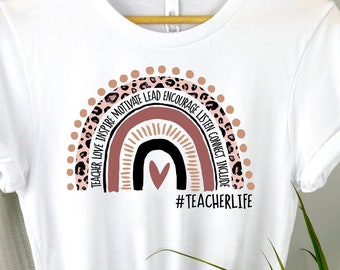 Teacher Life Rainbow Graphic Tee - Teaching Shirt