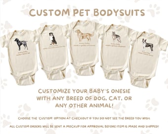 Custom Dog Breed Baby Bodysuit: Neutral Cotton Onesie