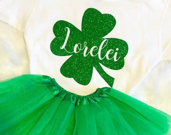 Personalized St. Patrick's Day Clover Shirt & Tutu Set