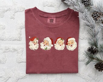 Vintage kerstt-shirt kerstman rood – retro vakantieshirt met korte mouwen