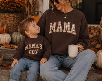 Mama & Mama's Boy Matching Sweatshirts | Mom and Son Matching Crewnecks | Fall Family Sweatshirts | Matching Mommy and Son