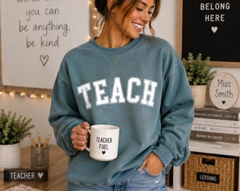 Comfy Teach Blue Spruce Crewneck Sweatshirt