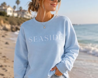 Moletom Seaside Crewneck, Moletom Coastal Grandmother Crewneck, Moletom de Praia, Pulôver Minimalista Costeiro