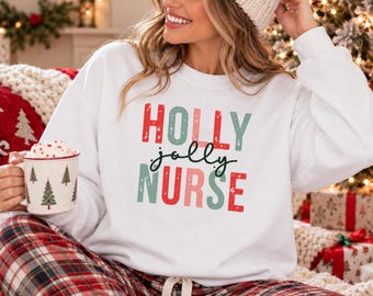 Holy Jolly Nurse Long Sleeve T-Shirt | Christmas Nurse Shirt | Nurse Christmas Long Sleeve T-Shirt | Holiday Nurse Gift