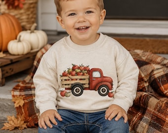 Apple Picking Kids Sweatshirt | Fall Apple Truck Crewneck | Vintage Apple Orchard Shirt | Boys Fall Sweatshirt | Apple Picking Outfit