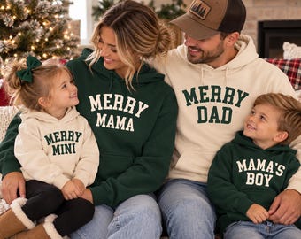 Matching Christmas Family Sweatshirts | Merry Mama Merry Dad Merry Mini | Christmas Family Outfits | Mama's Boy Hoodie