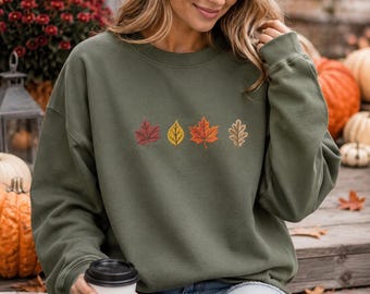 Fall Leaves Crewneck Sweatshirt | Autumn Sweatshirt | Cozy Fall Pullover
