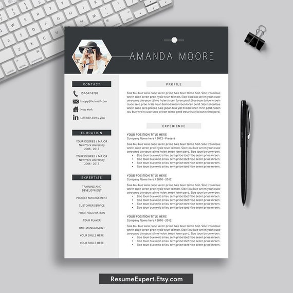 Professional Resume Template Editable Cv Template Modern Etsy