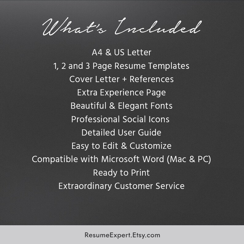 CV Template / Resume Template for MS Word Cover Letter - Etsy