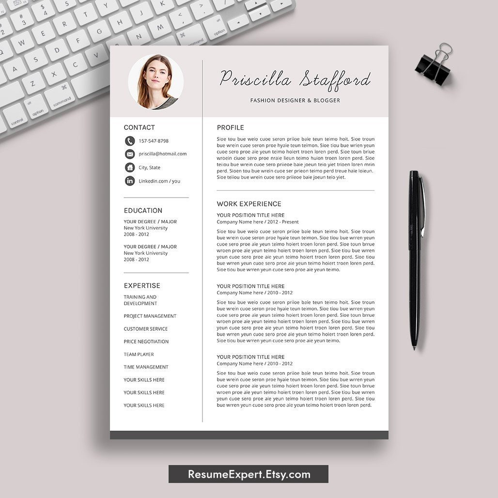 Modern Cv Template For Ms Word Cover Letter References Etsy