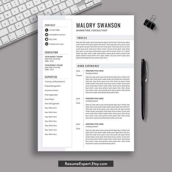 Editable Cv Template For Word Professional Cv Format Uk Etsy