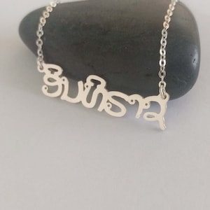 Silver Lao Necklace,Lao Name Necklace,Thai Necklace,Personalized Thai Alphabet Necklace,Laos Language Necklace,Thailand Letters Necklace