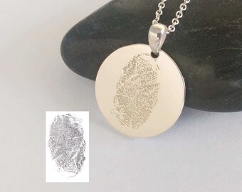 Fingerprint Halskette,Fingerprint Anhänger Halskette,Personalisierte Fingerabdruck Halskette für Kinder,Personalisiertes Silber Fingerprint Scheibe Halskette