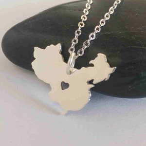Personalized China Necklace, China Jewelry, Any Country Necklace, China Shaped Necklace, China Pendant Necklace With A Heart