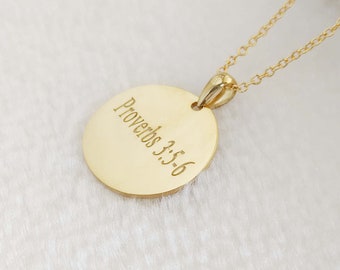 Bible Verse Disk Necklace,Bible Verse Necklace,Gold Disk Necklace,Personalized Bible Verse Jewelry,Bible Chapters Necklace