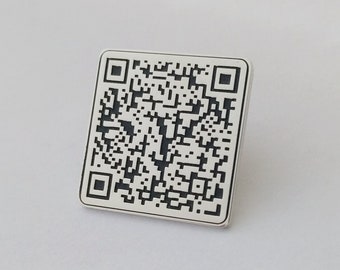 Custom QR code Lapel Pin, Personalized QR code Lapel Pin, Silver Lapel Pin, Custom Website QR code  Lapel Pin, Company Logo Lapel Pin