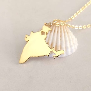 Personalized India Necklace, India Jewelry, Any Country Necklace, India Shaped Necklace,India Pendant Necklace With A Heart