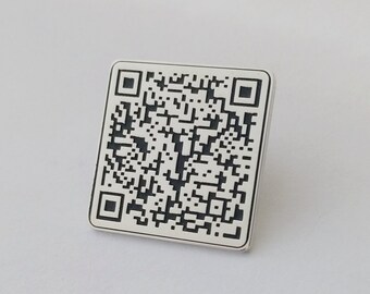 Pin de solapa con código QR personalizado, Pin de solapa con código QR personalizado, Pin de solapa plateado, Pin de solapa con código QR de sitio web personalizado, Pin de solapa con logotipo de la empresa