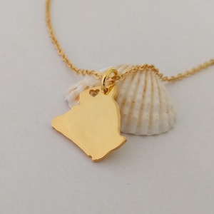 Collar de Argelia personalizado, Joyería de Argelia, Collar de cualquier país, Collar colgante de Argelia, Collar en forma de Argelia, Regalo para ella