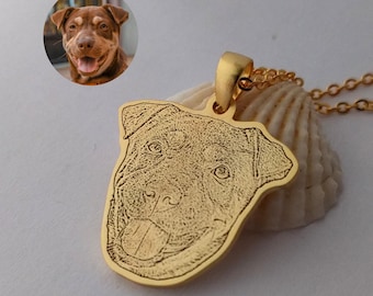 Custom Dog Portrait Necklace, Any Pet Portrait Necklace, Personalized Pet Necklace from Photo, Custom Cat Necklace, Pet Memorial Gift