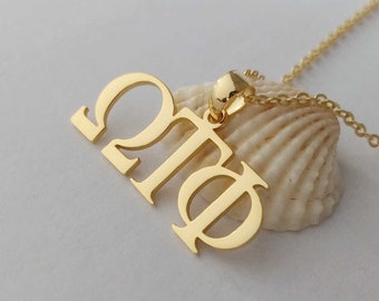 Custom Greek Letter Necklace, Omega Necklace, Greek Alphabet Necklace, Psi Necklace, Delta Necklace, Lambda Necklace, Gift for Her