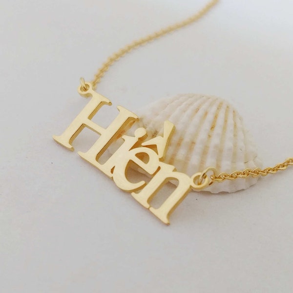 Personalized Vietnamese Necklace, Vietnamese Name Necklace, Personalized Vietnam Necklace, Vietnamese Letter Jewelry, Vietnam Jewelry