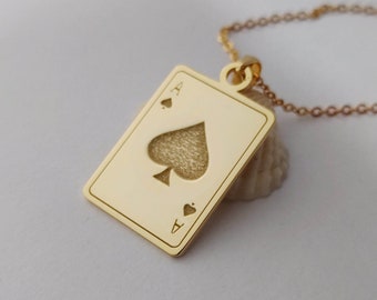 Collar de naipes, collar de póker personalizado, collar de baraja de cartas, collar con dije de póker personalizado, joyería inspirada en el póker