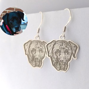Custom Dog Portrait Earrings, Personalized Dog Earrings from Photo, Custom Cat Earrings, Pet Earrings, Pet Memorial Gift