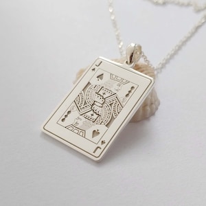 Silver Jack of Spades Card Necklace, Custom Any Poker Necklace, Playing Card Suit Necklace, Deck of Cards Necklace,  Poker Charm Necklace