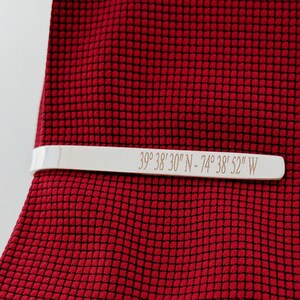 Personalized Latitude longitude Tie Clip,Coordinates Tie Clip,GPS Coordinate Tie Clip,Tie Clip for Best Man,Engraved Tie Clip,Name Tie Clip