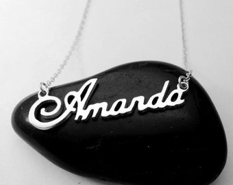 Name Necklace Sterling Silver,Personalized ANY Name Necklace,Silver Sex and the City Name Necklace,Name Jewelry,Tiny Name Necklace,Amanda