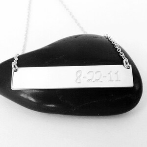 Bar Necklace with Date ,Personalized  Silver Bar Necklace,Birthday Day Bar Necklace, Anniversary Bar Necklace,Gold Bar Jewelry