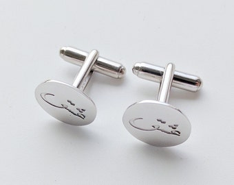 Silver Arabic Cufflinks,Personalized Farsi Wedding Cufflinks,Persian Name Cufflinks,Engraved Arabic Cuff links,Customized Persian Cufflinks