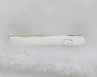 Personalized Tie Clip,Personalized Monogram Tie Clip for Groom,Groomsmen Tie Clip,Engraved Tie Bar Clip,Silver Tie Clip,Wedding Tie Clip